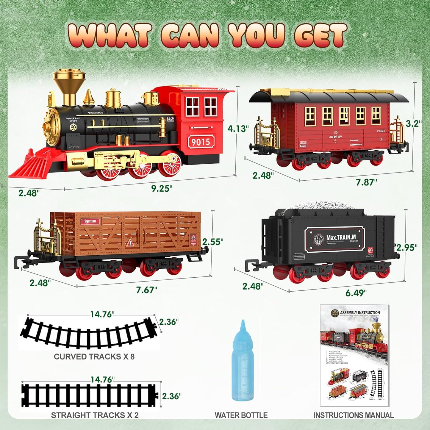 Hot Bee Train Set - Train Toys for Boys with Smokes, Lights and Sound, Toy Train Set for Under Christmas Tree, Toddler Model Trains for 3 4 5 6 7 8+ Years Old Kids Christmas Toys Gifts