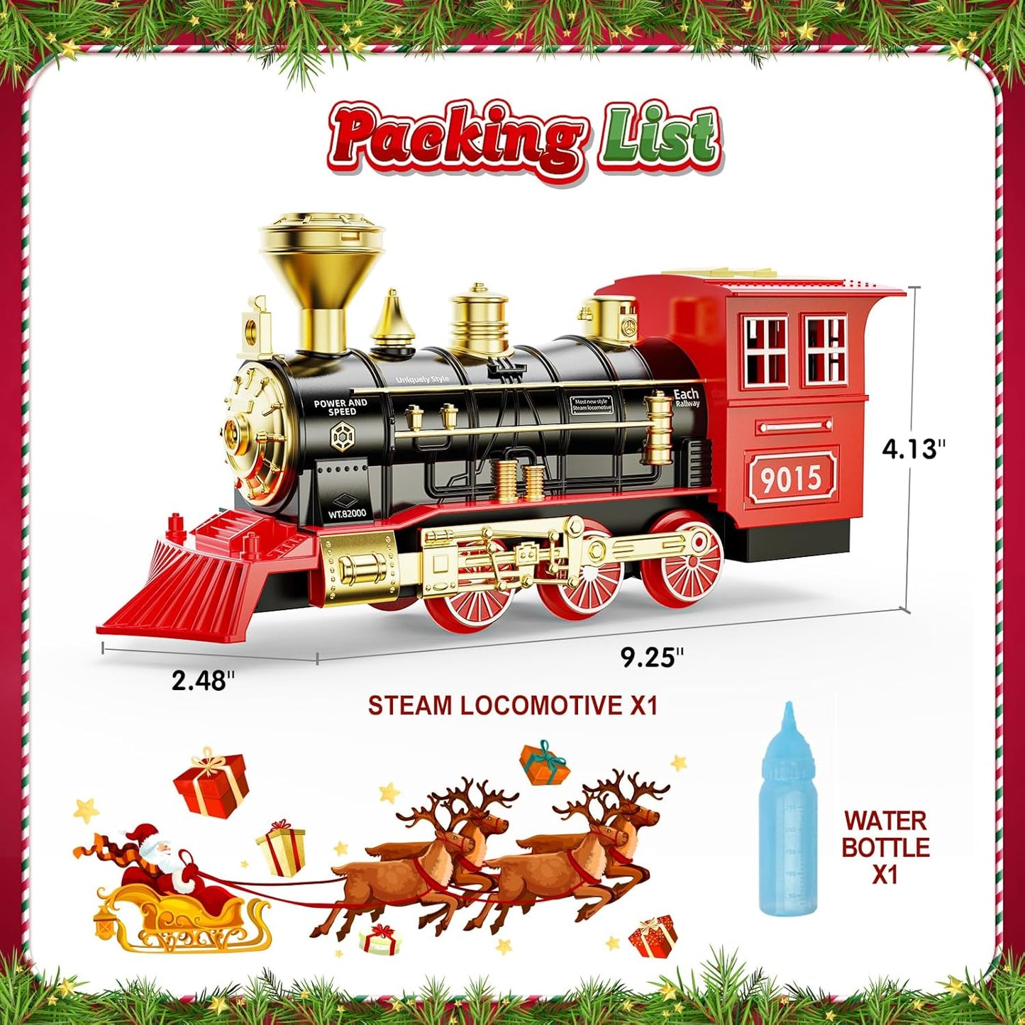Hot Bee Train Toys Train Steam Locomotive Engine Toy, Smoke, Lights & Sounds, for 3 4 5 6 7+ Year Old Kids