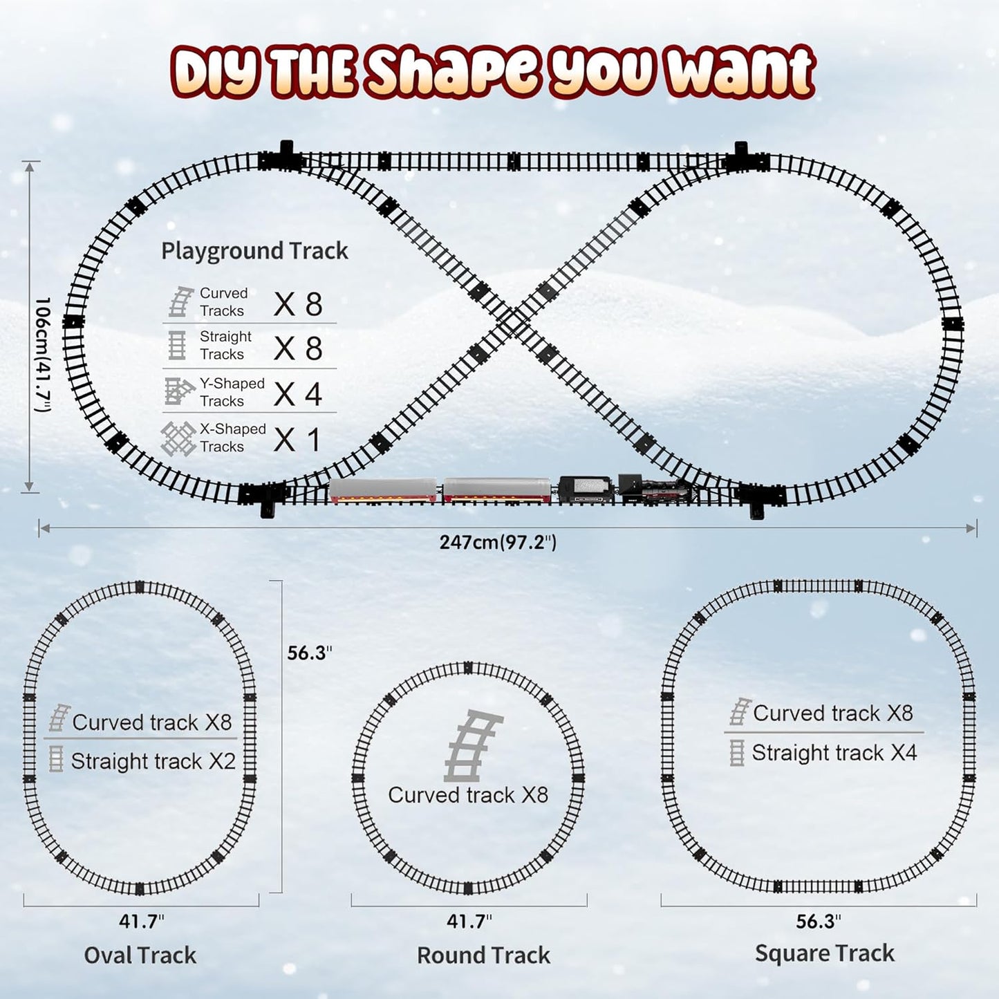 Hot Bee Train Set - Metal Train Toys with Luxury Tracks and Glowing Passenger, Christmas Train Sets for Around The Tree with Smokes, Lights & Sound, Toy Train Set for 3 4 5 6 7+ Years Old Boys Gifts