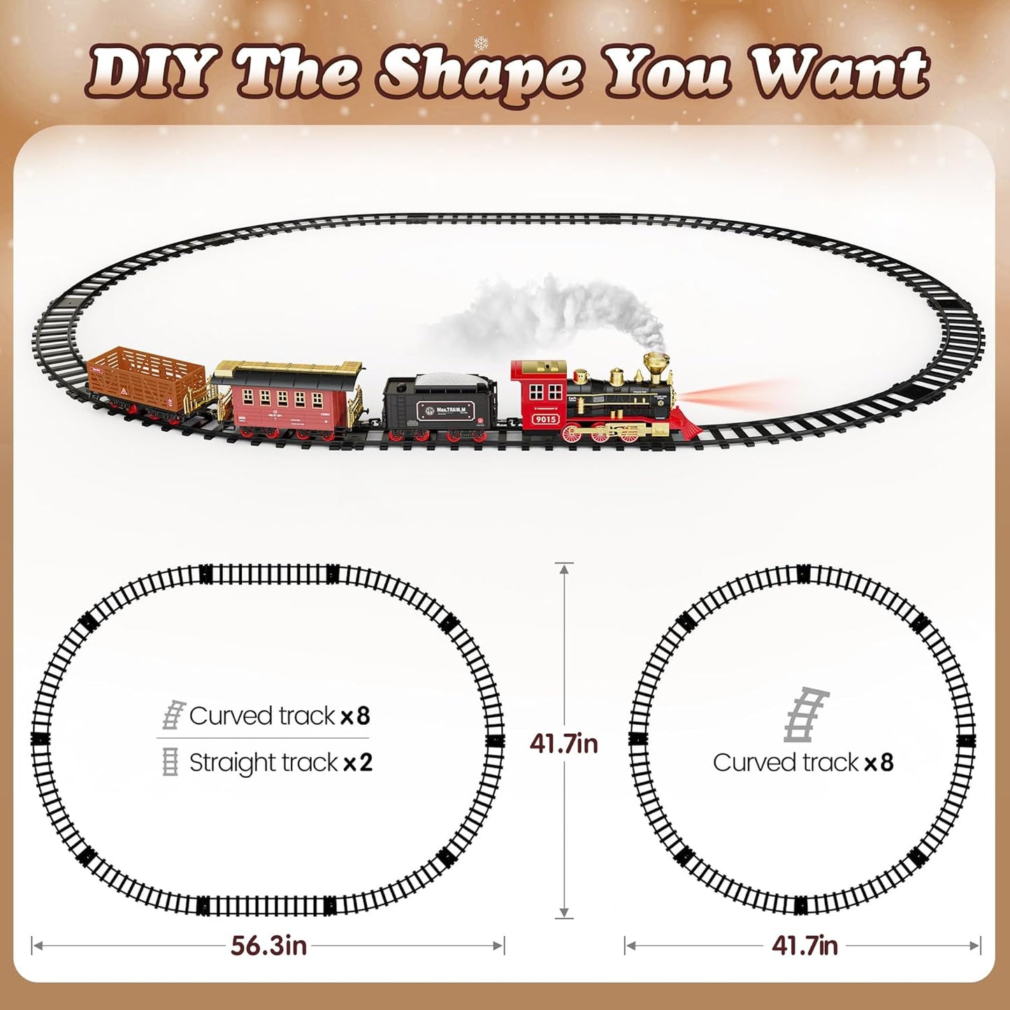 Hot Bee Train Set - Train Toys with Remote Control Trains for Boys with Smokes, Lights and Sound,Toy Train Set for Under Christmas Tree, Toddler Model Trains for 3 4 5 6 7 8+ Years Old Kids
