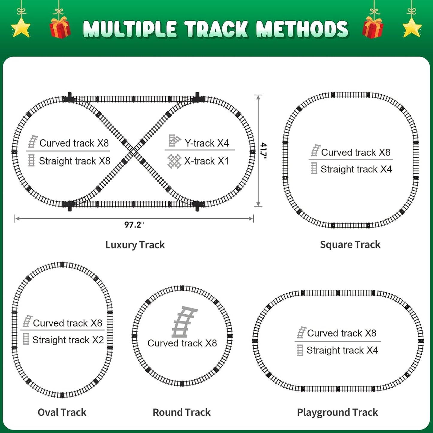 Hot Bee Train Set for Boys, Alloy Remote Control Train Toys with Steam Locomotive Cargo Cars Tracks, Trains with Realistic Smoke Sound Lights,Christmas Train Toys Gifts for 3 4 5 6 7 8+ Years Old Kids