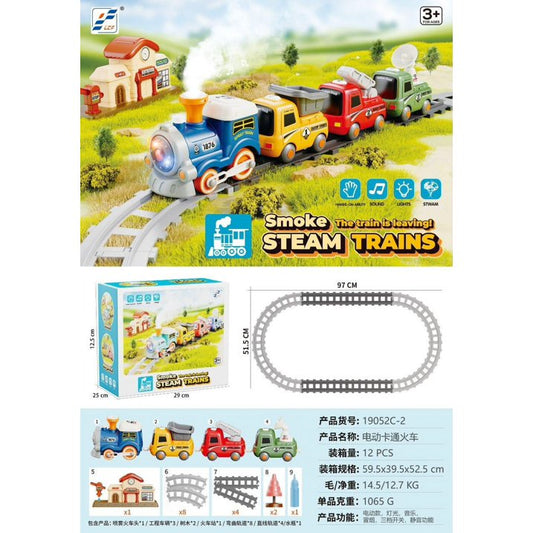 Train Set for Toddlers w/Steam, Music & Lights - Electric Train Set for Kids, Train Toys for Boys Girls