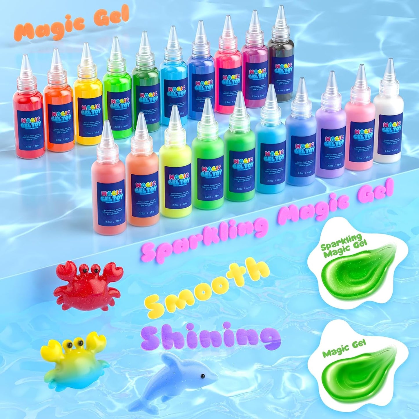Hot Bee 20 Colours Magic Water, Water Elf Toy Kit, Aqua Fairy Water Gel Kit with 8 Double-Sided Moulds, 10 Glitter Gels Kids Toys DIY Aqua Fairy, Creative Crafts & Art Kit Gifts for Girls Ages 5 6 7 8
