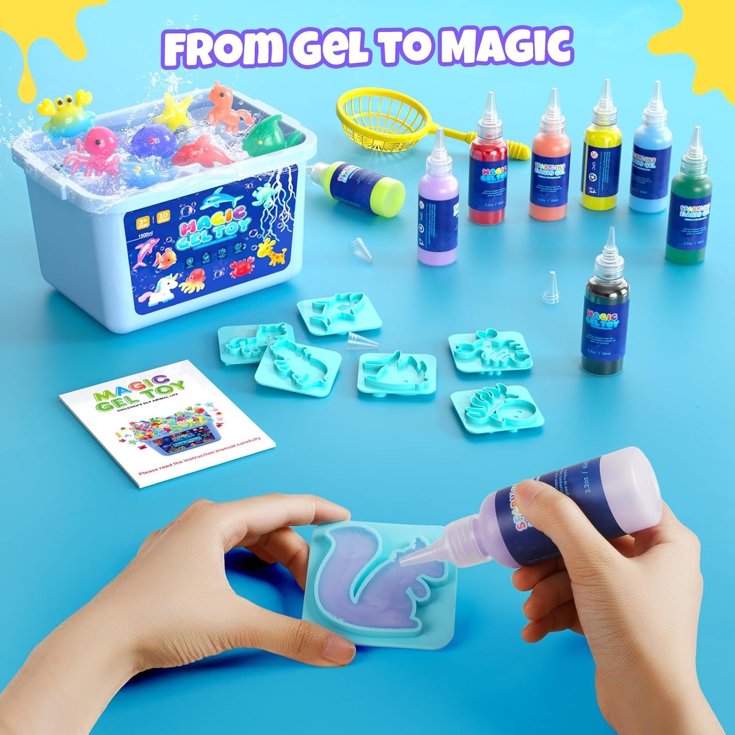 Hot Bee 20 Colours Magic Water, Water Elf Toy Kit, Aqua Fairy Water Gel Kit with 8 Double-Sided Moulds, 10 Glitter Gels Kids Toys DIY Aqua Fairy, Creative Crafts & Art Kit Gifts for Girls Ages 5 6 7 8