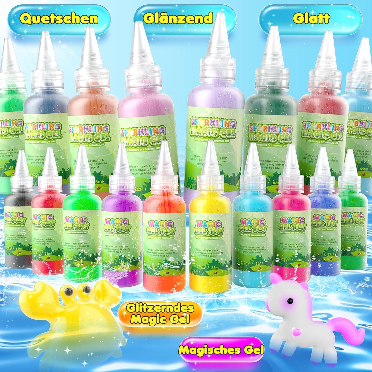 Hot Bee 20 Colours Magic Water Elf, 3D Aqua Gelz Set, Theme Farm Gel Creature Children's Toy, Aqua Gelz Refill Set, Squishy Make Your Own Set, Toy Gifts for Girls 5 6 7 8 Years