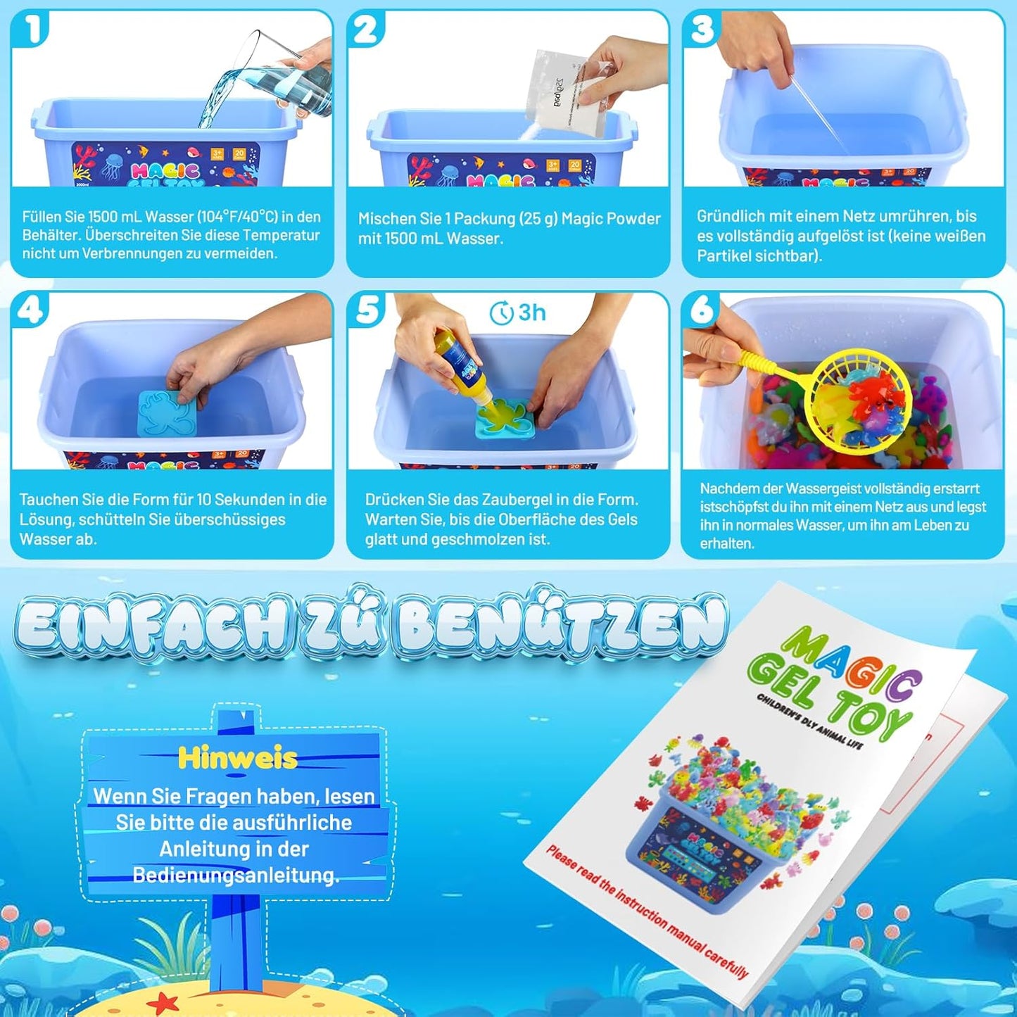 Hot Bee 20 Colours Magic Water Elf, 3D Aqua Gelz Set, Theme Farm Gel Creature Children's Toy, Aqua Gelz Refill Set, Squishy Make Your Own Set, Toy Gifts for Girls 5 6 7 8 Years
