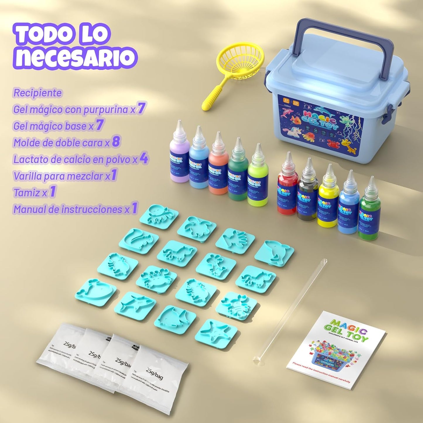 Hot Bee Magic Water Gel Water Elf Kit Squishy Maker Set Aqua Fairy Beads Art Craft Gift for Girls Boy Age 4 5 6 7 8 9 Toy for Kids Make Your Own Squishies Water Pets 10 Color 8 Double Sided Molds