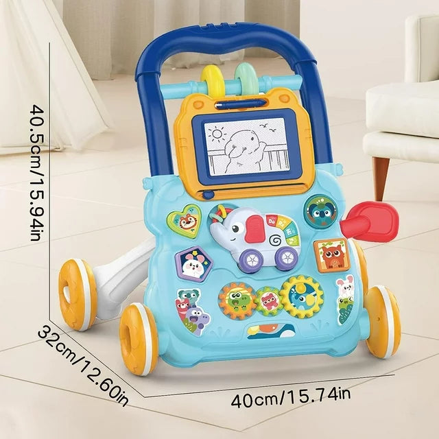 2-in-1 Baby Push Walker Toy for Baby Boys Girls 6-12-18+ Months, Learning to Walk, Activity Center Baby Walkers with Music and Drawing Board, First Gift for Toddlers Infant Boys Girls.