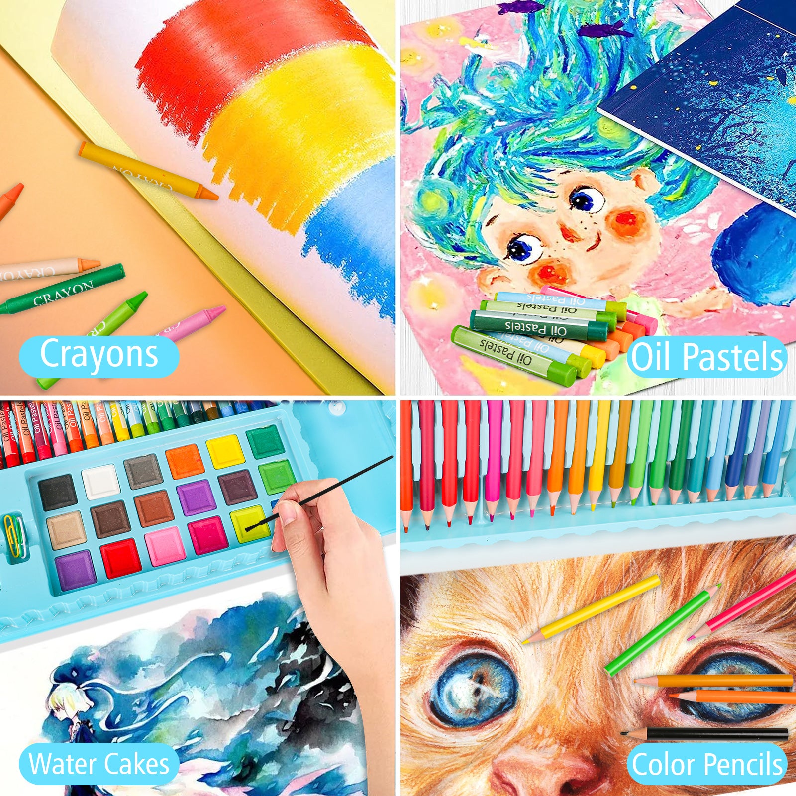 Set Arte per Bambini 208 Pezzi - Kit Disegno con Cavalletto Set Arte per Bambini 208 Pezzi - Kit Disegno con Cavalletto
