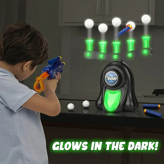 Hovering Target Shooting Game – Glow-in-the-Dark Floating Air Target Toy with Foam Darts & Soft Balls – Indoor Outdoor Gifts for Boys Age 6 7 8 9 10 11 12