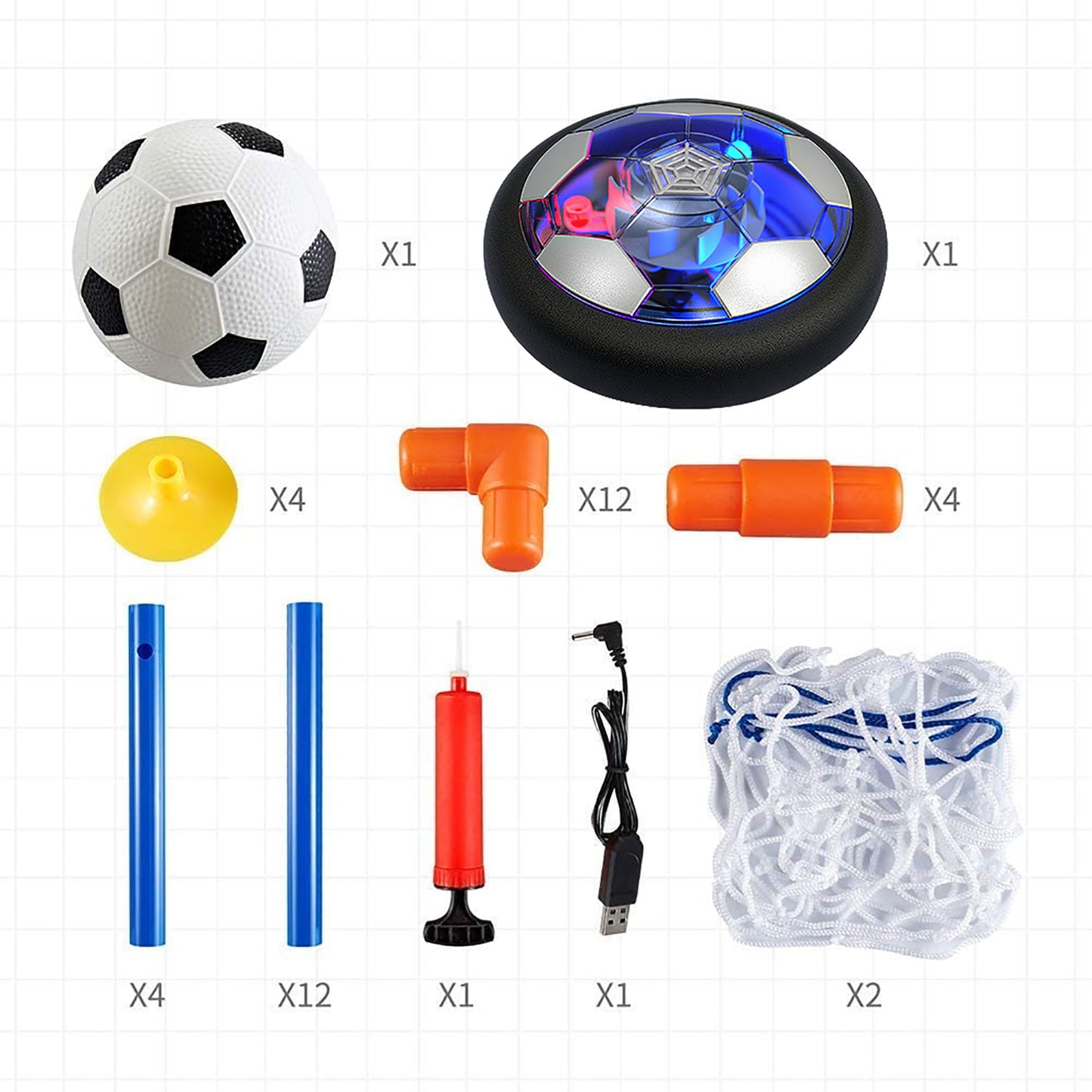 Hover Soccer Ball Set with 2 Goals, LED Rechargeable Indoor/Outdoor Games Toys for Kids Boy Girls