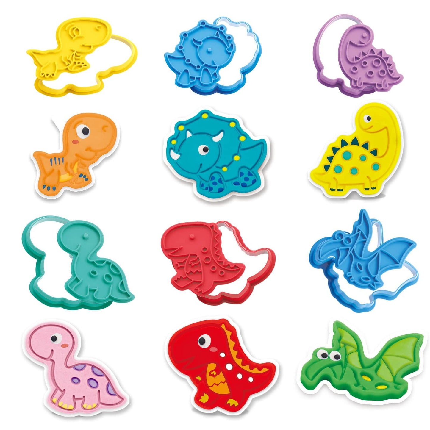 Color Play Dough Dinosaur World Creation Education Toys w/ Animals Pretend Playdough Sets for Kids