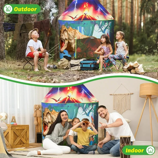 Dinosaur Play Tent for Kids Boys Ages 3 4 5 6+ , Dinosaur Roars and Dinosaur Figurines Boys Toys Ages 3 4 5 6 +, Birthday Christmas Dinosaur Gift for Boys.