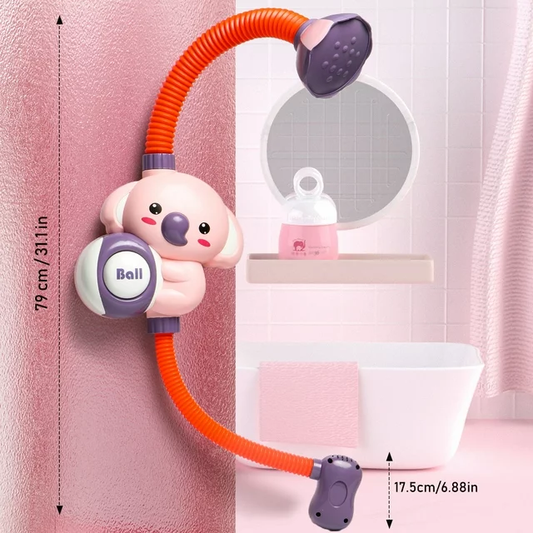 Baby Bath Toy Toddler Water Spray Shower Head, Bathtub Water Pump Cartoon Elephant Bath Toys for Infants Kids, Pink